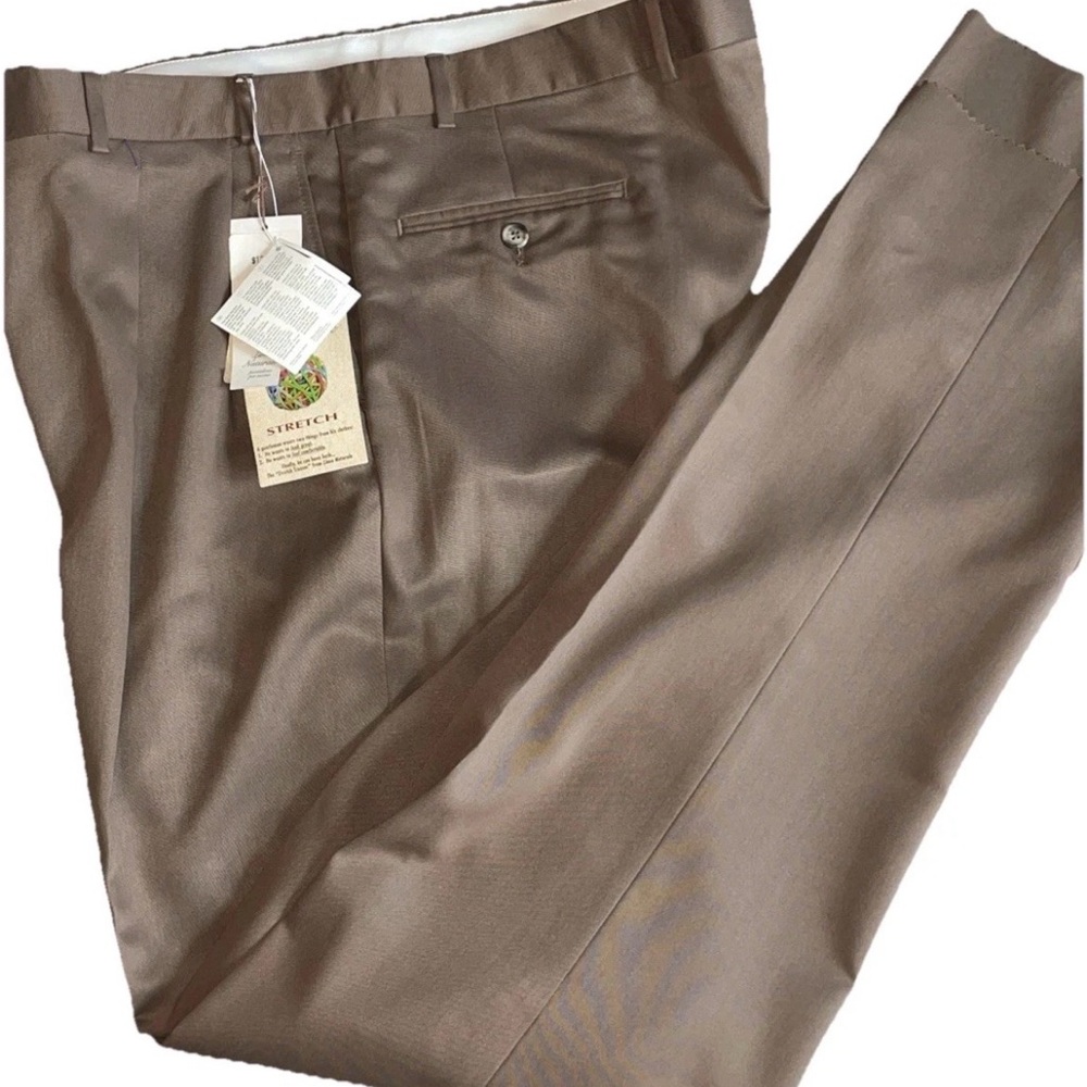 Linea Naturale Luxe Mens Pants 40 Derek Brown Made In USA Trousers Teflon Protec